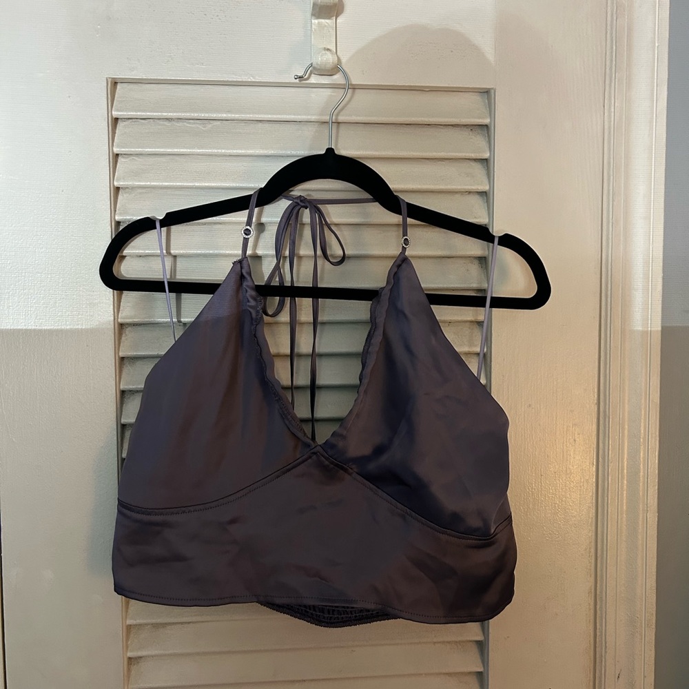 Garage Purple Satin Crop Top